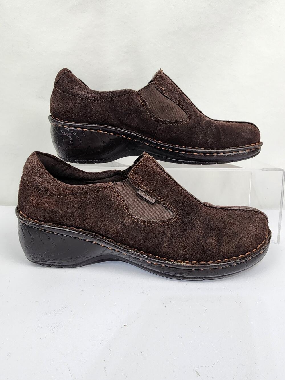 Eurostep Womens 11 Terri Clogs Shoes Brown Leather Slip On Mid Heel Suede
